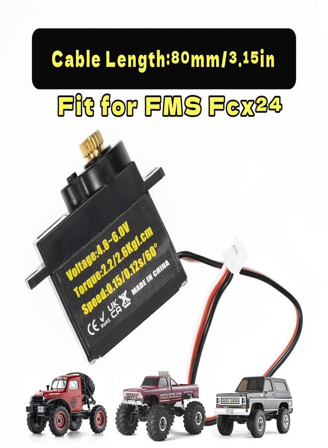 RampCrab RC Steering Servo with Mount Bracket and Servo Horn for FMS FCX24, RC Car Parts, Upgrade Parts for RC Crawler 1/24 Scale FCX24 Power Wagon Butcher & Max Smasher Big Foot, K5 (Black) - Image 3
